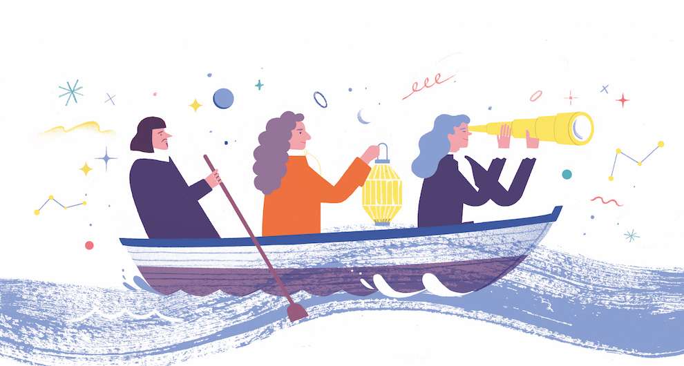 Tatiana Boyko, Digital illustration of 3 men explorers on a boat